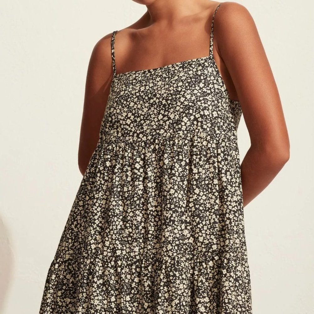 Matteau Tiered Empire Tiered Maxi Dress Golden  Primrose Ditsy Floral Size 8 - Picture 3 of 16